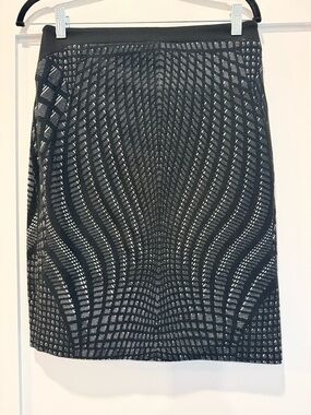 Diane Von Furstenberg Black Patterned Midi Pencil Skirt Sz8